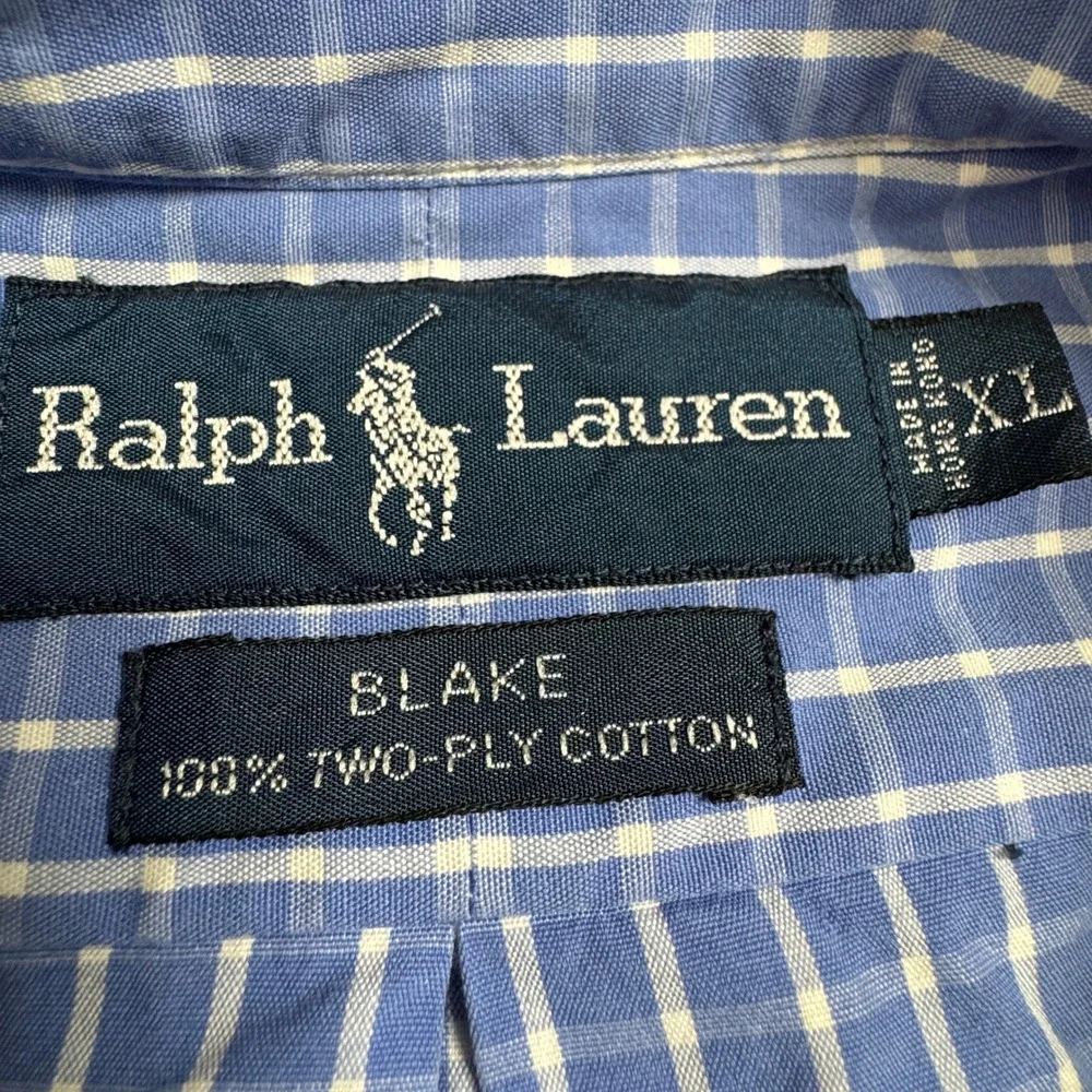 Ralph Lauren‎ Men's Long Sleeve Button Front Shirt Size XL Blue and white